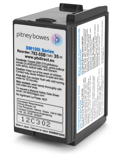 Original Pitney Bowes cartridge 793-5SB for use in DM100i | DM220i | SendPro+ | SendPro C - blue